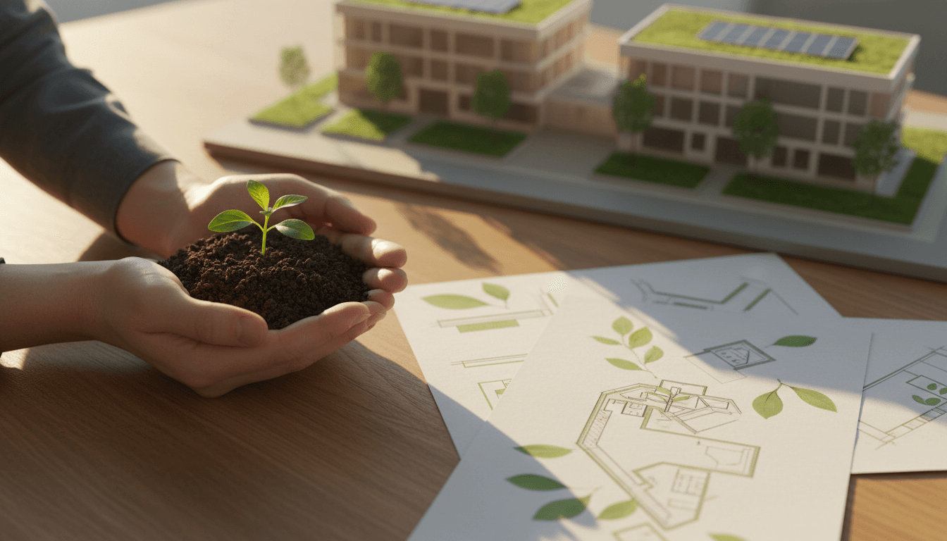 Hands planting a seedling symbolizing SproutBerg's commitment to sustainable design and growth